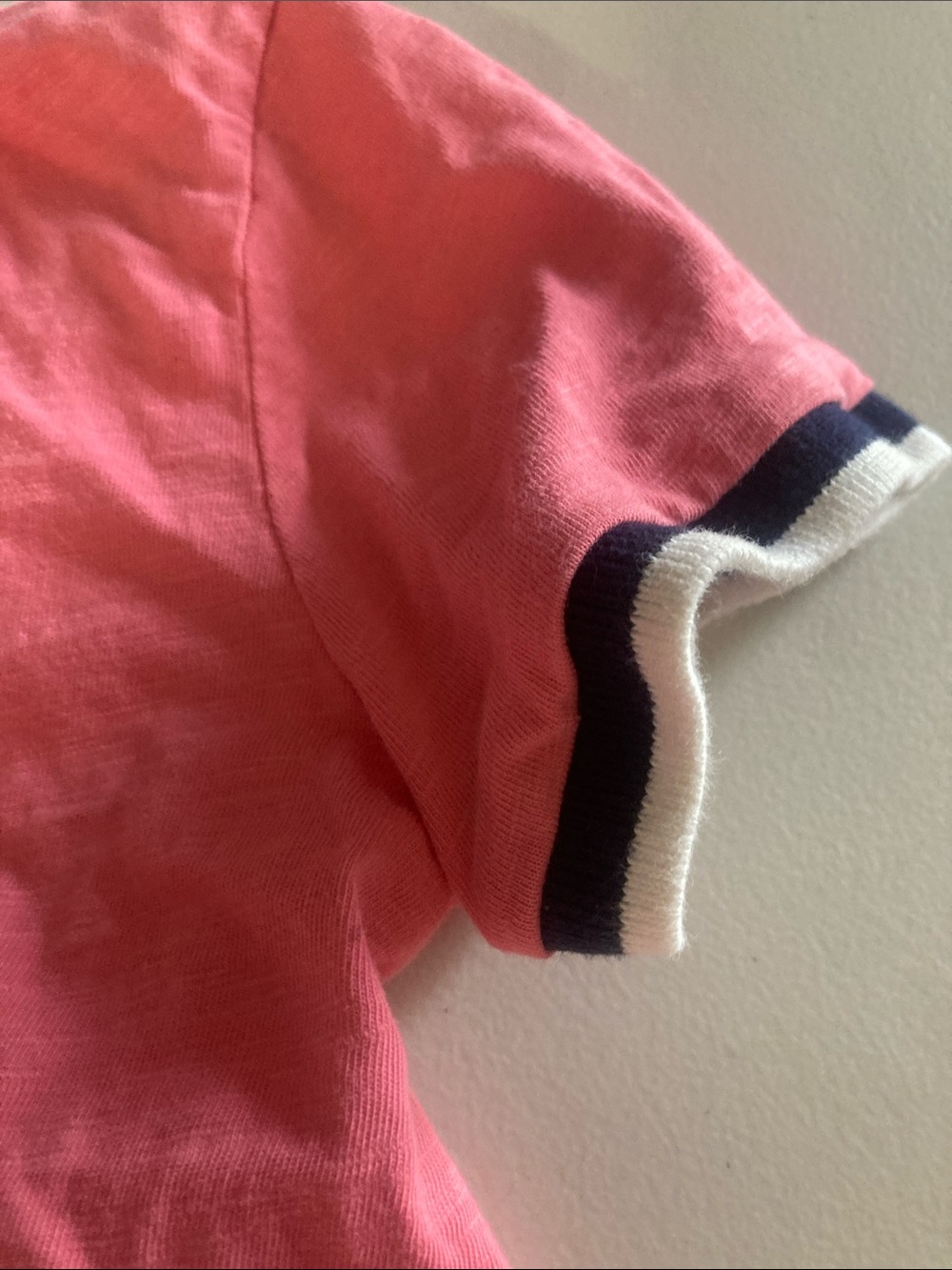 Joe Fresh Coral Pink Polo-Style Girls Casual Dress with Navy Trim - Picture 4 of 5
